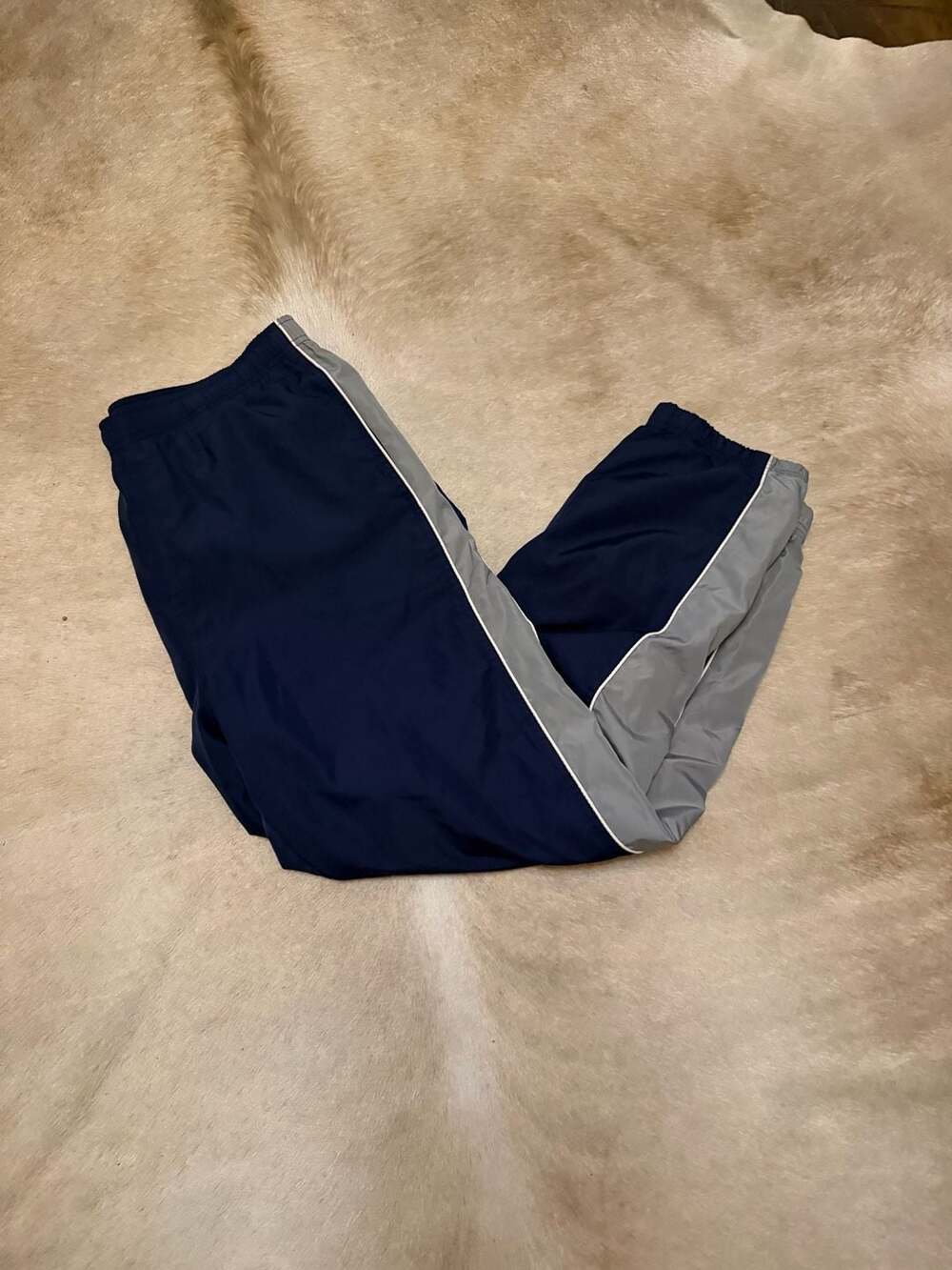 Reebok Vintage Nylon Track Pants Navy Gray Size M